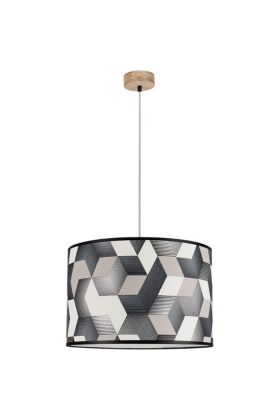 Britop Espacio 164840174 zwart witte hanglamp met eikenhout