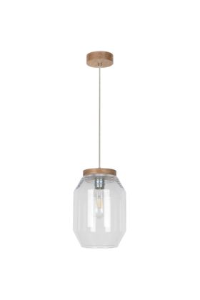 Britop Vaso 169110174 eikenhouten hanglamp met helder glas