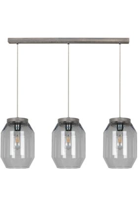Britop Vaso 169120357 grijs grenen hanglamp met rookglas