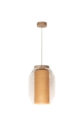 Britop Vaso jute 179010174 eiken hanglamp met jute en helder glas