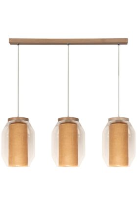 Britop Vaso 179110374 eiken hanglamp met jute en helder glas