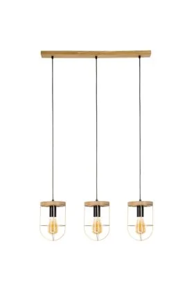 Britop Netuno 181059351 zwart met goud hanglamp met grenenhout
