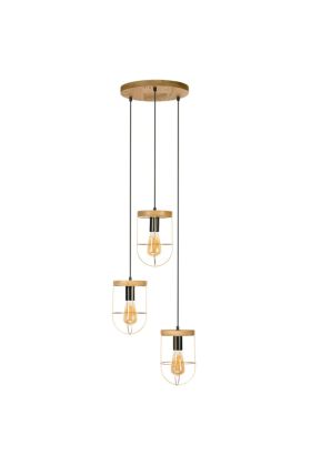 Britop Netuno 1811059351R zwart met goud hanglamp met grenen