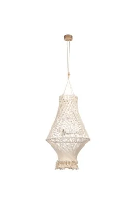 Britop Reve 18127374 kroonluchter van macrame touw en eikenhout