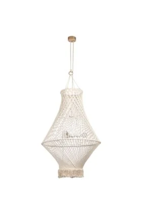 Britop Reve 18137374 kroonluchter van macrame touw en eikenhout