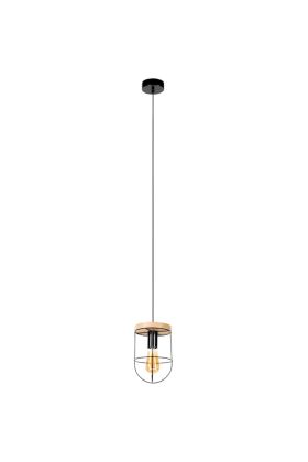 Britop Netuno 184159104 zwarte hanglamp met eikenhout