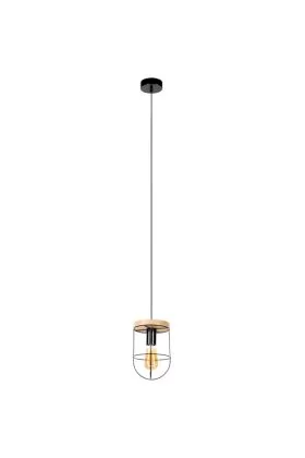 Britop Netuno 184159104 zwarte hanglamp met eikenhout