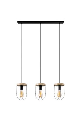 Britop Netuno 184159304 zwarte hanglamp met eikenhout