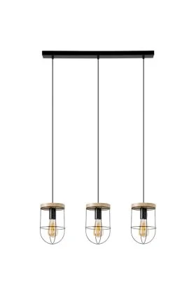 Britop Netuno 184159304 zwarte hanglamp met eikenhout