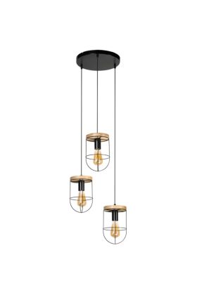 Britop Netuno 184159304R zwarte hanglamp met eikenhout