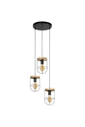 Britop Netuno 184159304R zwarte hanglamp met eikenhout
