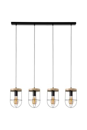Britop Netuno 184159404 zwart met eikenhouten hanglamp