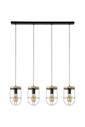 Britop Netuno 184159404 zwart met eikenhouten hanglamp
