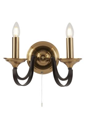 Searchlight Belfry 1842-2BZ brons met bruin metalen wandlamp