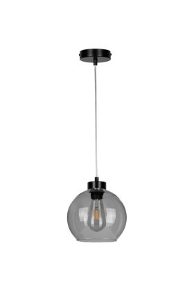 Britop Laguna 18610104 zwarte hanglamp met rookglazen bol