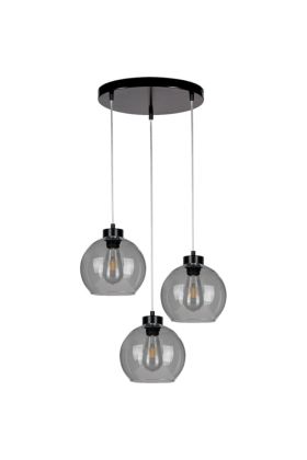 Britop Laguna 18610304R zwarte hanglamp met rookglazen bollen