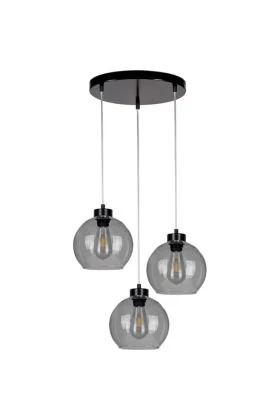 Britop Laguna 18610304R zwarte hanglamp met rookglazen bollen