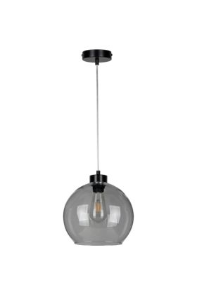 Britop Laguna 18620104 zwarte hanglamp met rookglazen bol