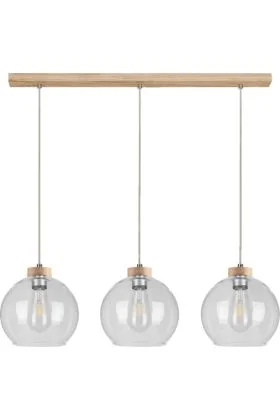 Britop Laguna 18710374 eiken hanglamp met drie glazen bollen