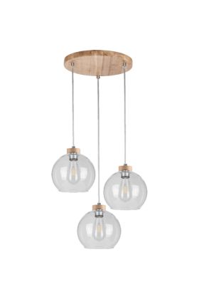 Britop Laguna 18710374R eiken hanglamp met helder glazen bollen