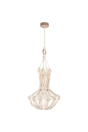 Britop Samba 18717174 hanglamp van macrame touw en eikenhout
