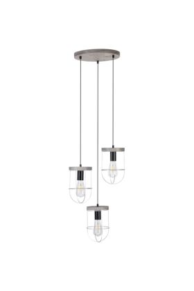 Britop Netuno 1871759357R zwart met zilver hanglamp met grijs grenen