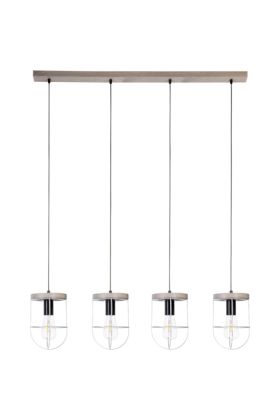Britop Netuno 1871759457 zwart met zilver hanglamp met grijs grenen