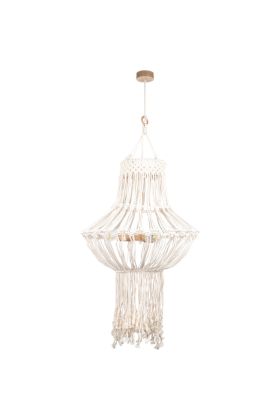 Britop Samba 18737374 hanglamp van macrame touw en eikenhout