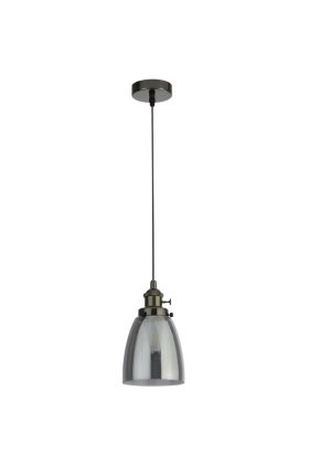 Searchlight Camden 1921-1BC zwartchromen hanglamp met rookglas