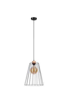 Britop Swan 19319104 hanglamp van zwart metaaldraad en eikenhout