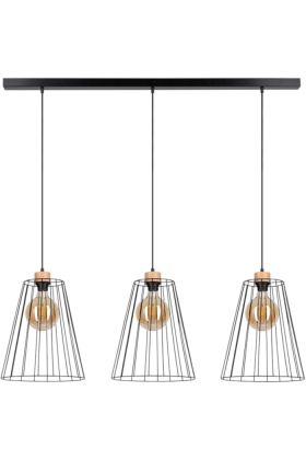 Britop Swan 19319304 hanglamp van zwart metaaldraad met eikenhout