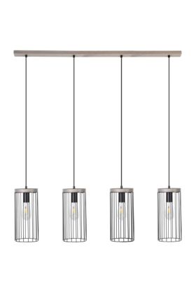 Britop Timeo 195109457 zwarte hanglamp met grijs grenen