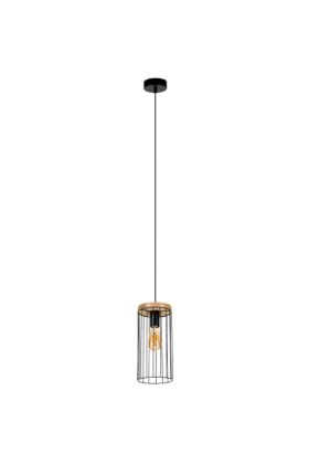 Britop Timeo 19619104 zwarte hanglamp met eikenhout