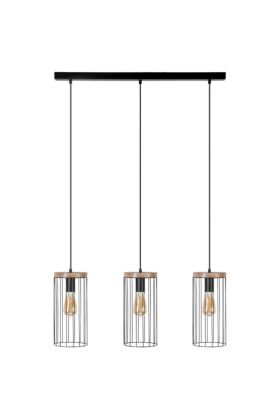 Britop Timeo 19619304 zwarte hanglamp met eikenhout