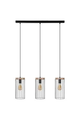 Britop Timeo 19619304 zwarte hanglamp met eikenhout