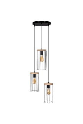 Britop Timeo zwarte hanglamp met eikenhout