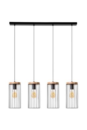 Britop Timeo 19619404 zwarte hanglamp met eikenhout