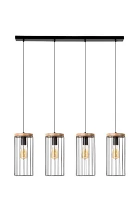 Britop Timeo 19619404 zwarte hanglamp met eikenhout