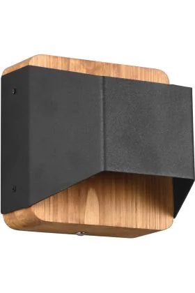 Trio Arino 224810132 zwarte wandlamp met hout