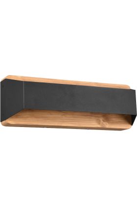 Trio Arino 224819132 zwarte wandlamp met hout