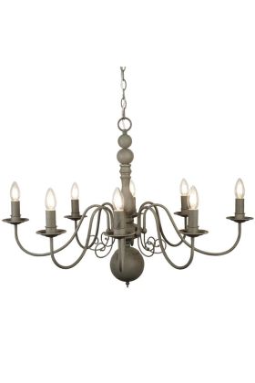 Searchlight Greythorne 2268-8GY grijze acht lichts kroonluchter