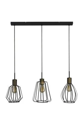 Searchlight Melbourne 24053-3BK zwart met messing hanglamp