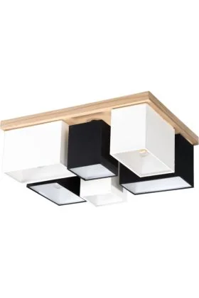 Britop Paloma 2451674 zwart witte plafondlamp met eikenhout