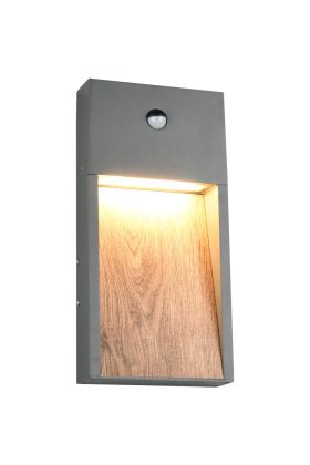 Trio Salmon 246969135 grijze sensorlamp met hout imitatie