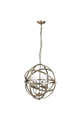 Searchlight Orbit 2474-4AB antiek bronzen kroonluchter