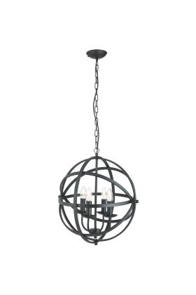 Searchlight Orbit 2474-4BK mat zwarte kroonluchter