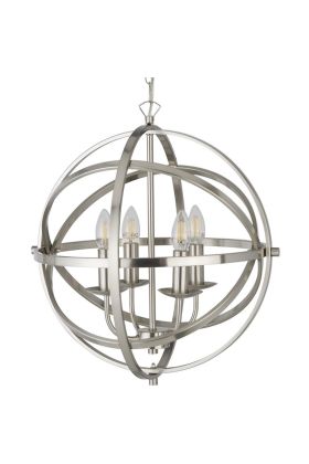 Searchlight Orbit 2474-4SS staal kleurige kroonluchter