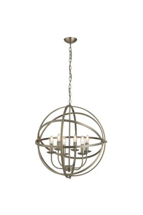 Searchlight Orbit 2476-6AB antiek bronzen kroonluchter