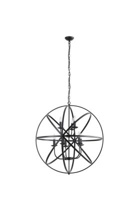 Searchlight Orbit 2478-8BK grote zwarte kroonluchter