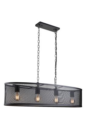 Searchlight Fishnet 2484-4BK mat zwarte hanglamp